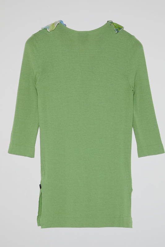 Green Frill-Detail Top