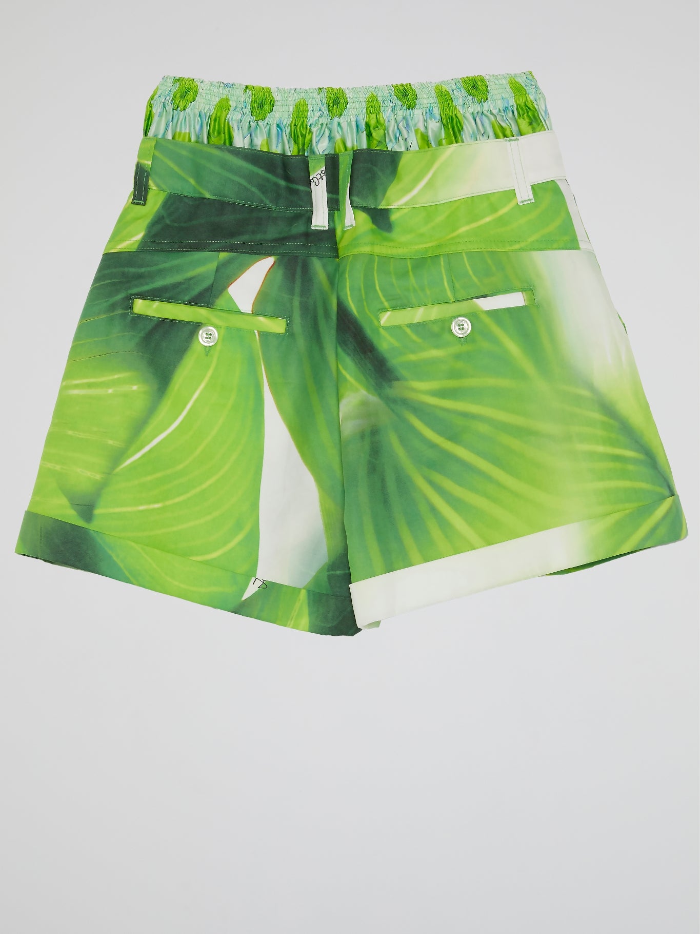 Green Contrast Waist Shorts