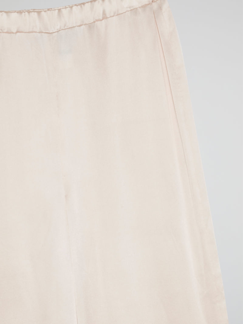 White Elastic Waist Palazzo Pants
