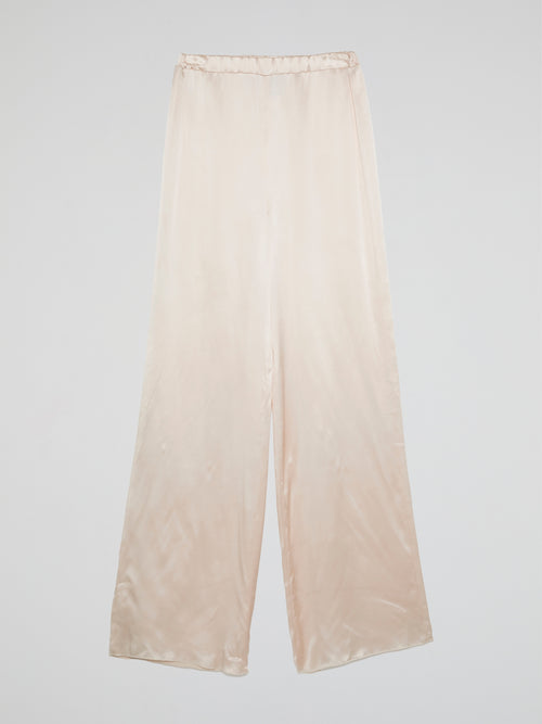 White Elastic Waist Palazzo Pants