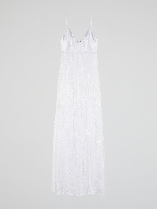 White Printed Empire Dress