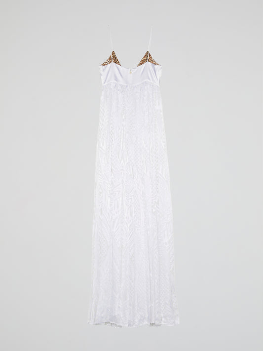 White Printed Empire Dress