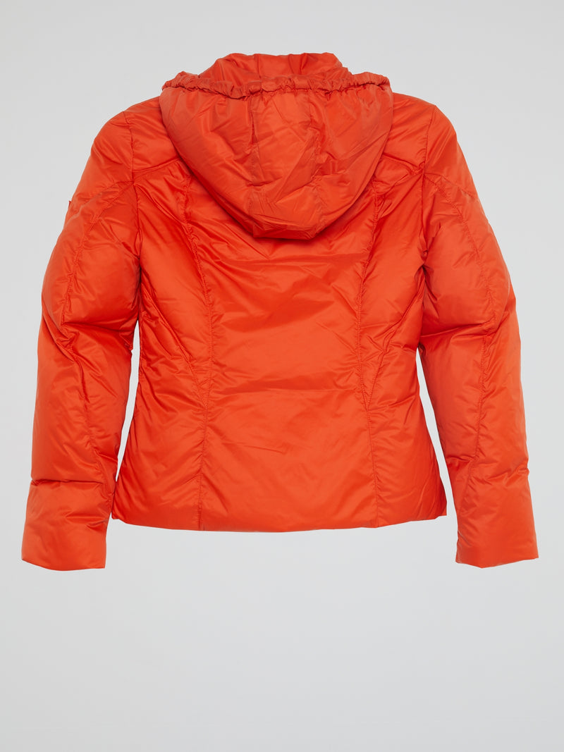 Orange Zip-Up Down Jacket