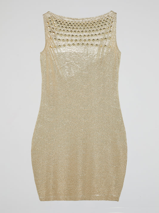 Gold Embellished Cut-Out Dress