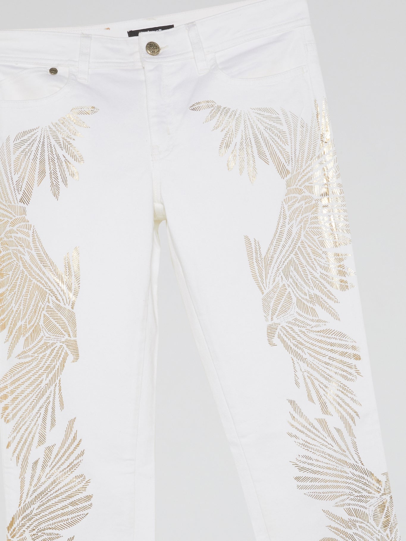 White Embellished Slim Fit Pants
