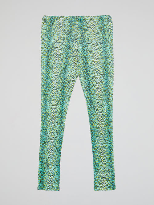 Green Animal Print Leggings