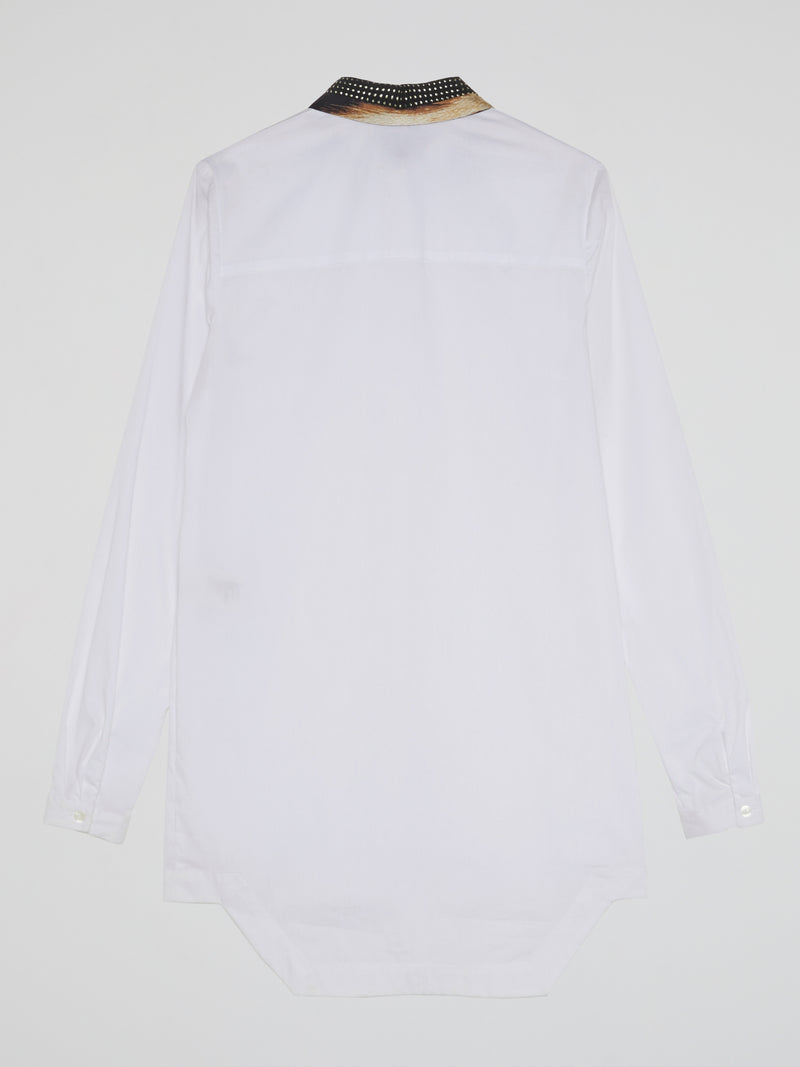 White Studded Collar Dress Shirt