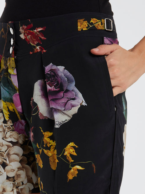Floral Print Pleated Shorts