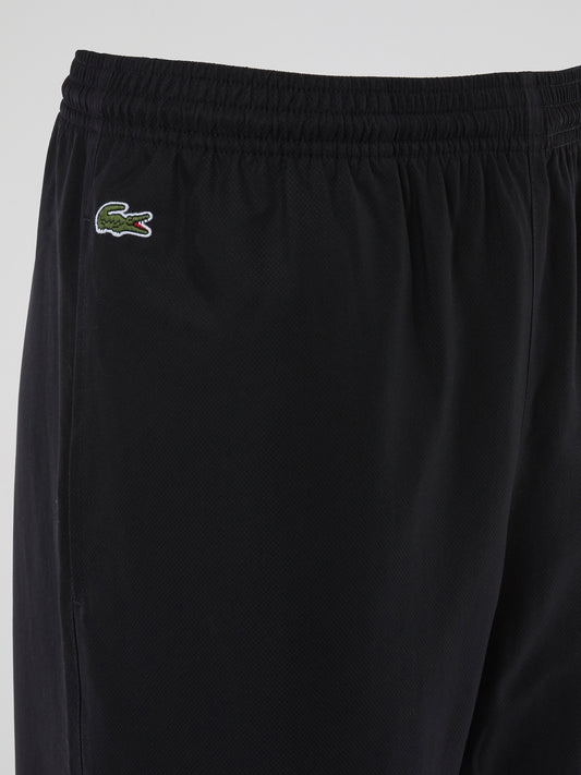 Black Ribbed Waistband Track Trousers