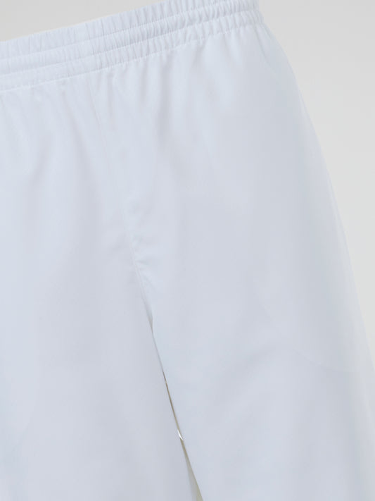 White Ribbed Waistband Track Trousers