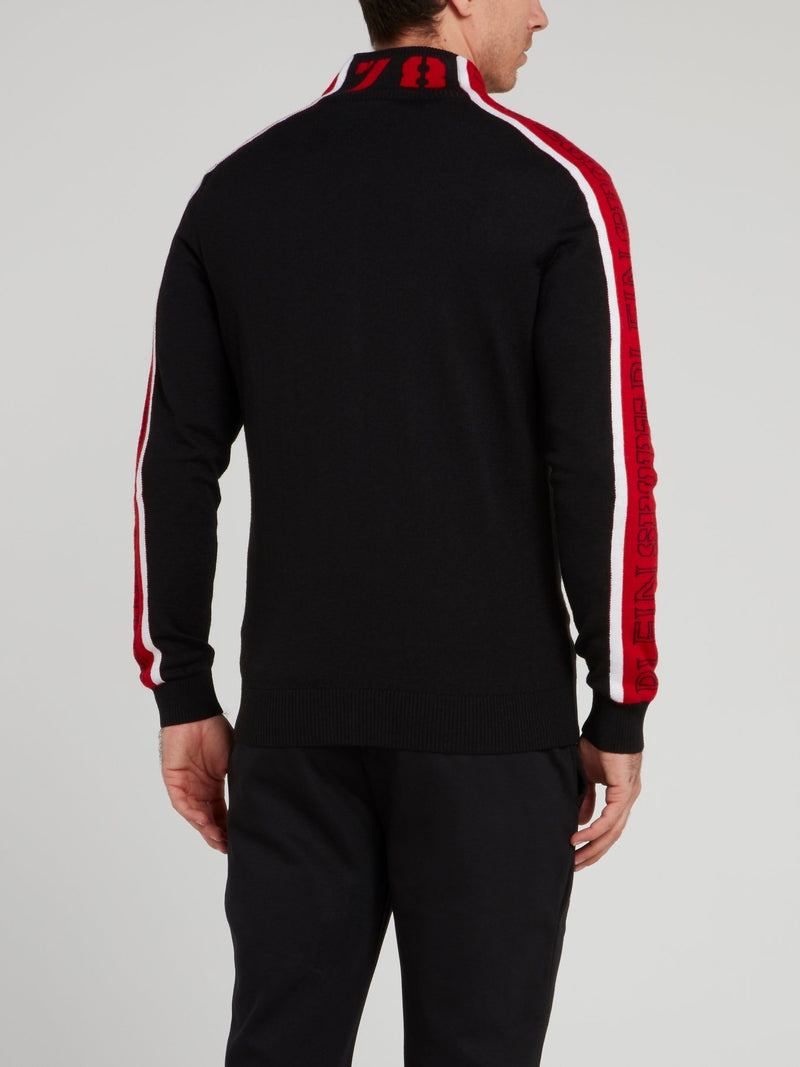 Черная куртка с полоской на рукавах