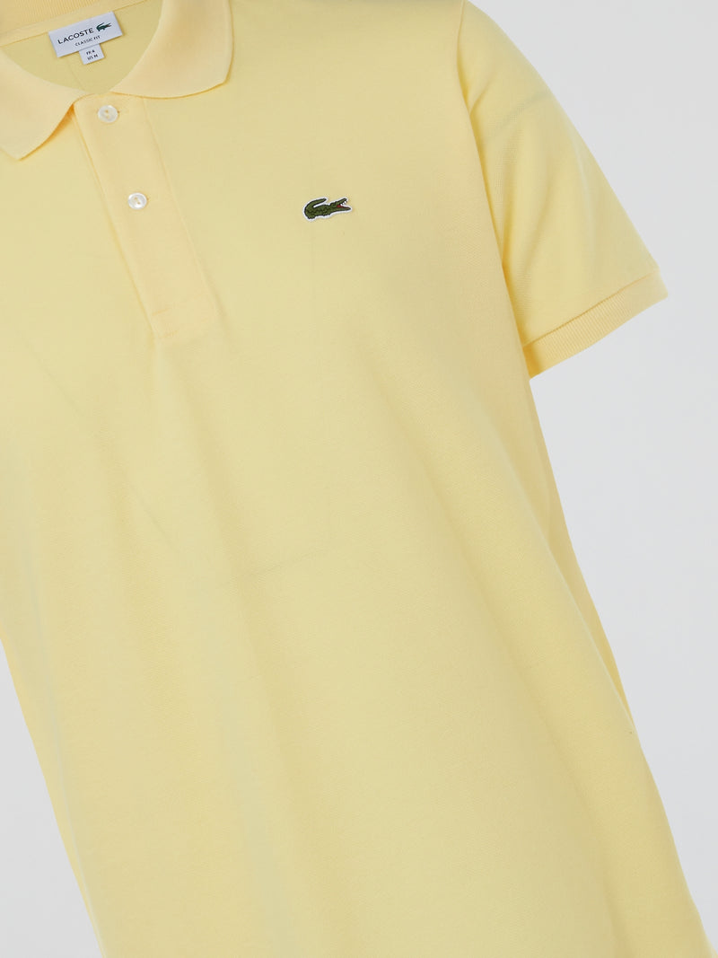 Yellow Ribbed Collar Polo Shirt
