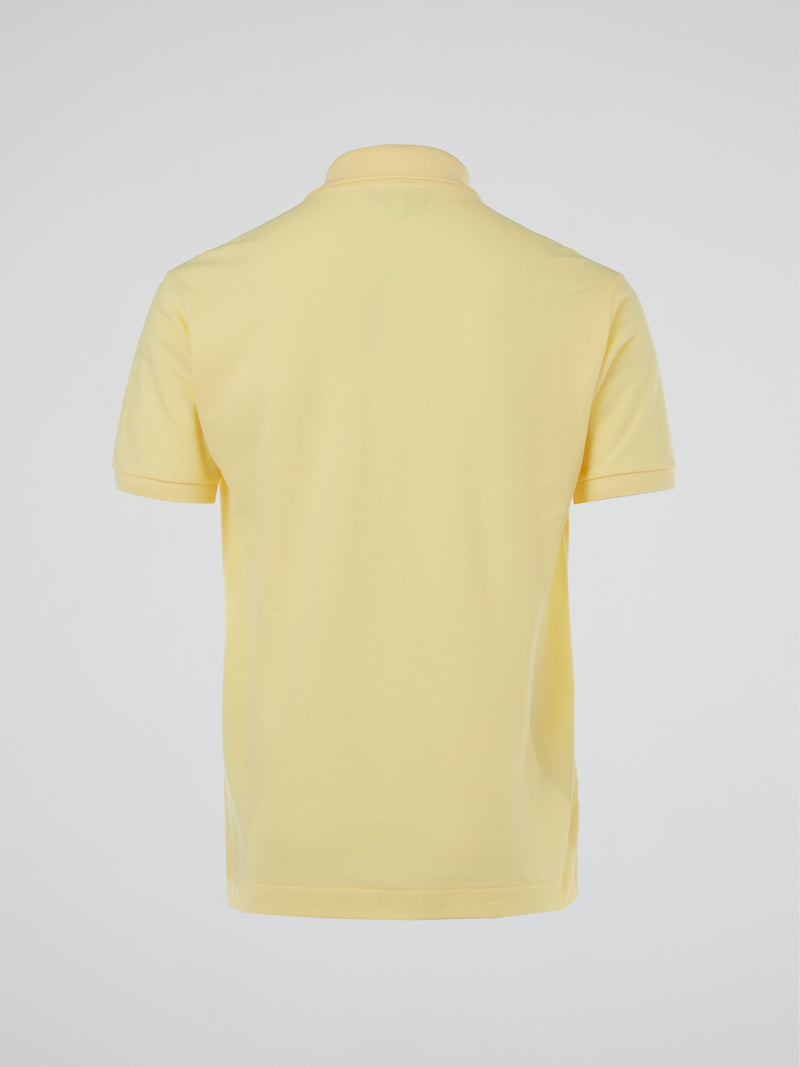 Yellow Ribbed Collar Polo Shirt