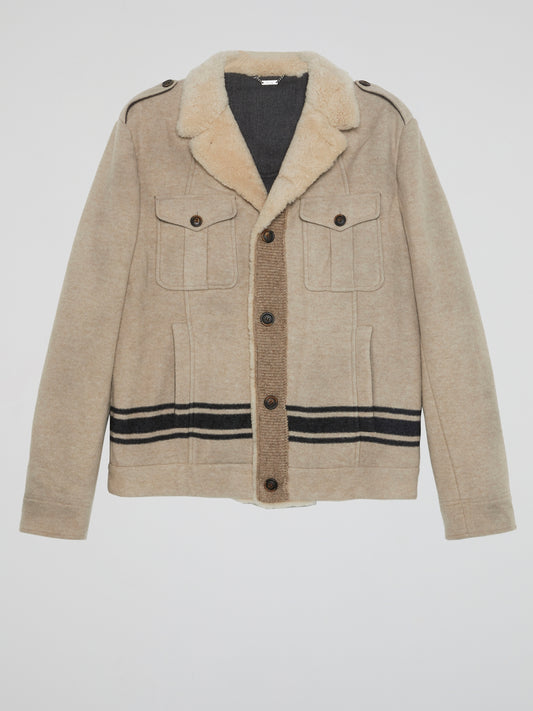 Beige Fur Collar Jacket