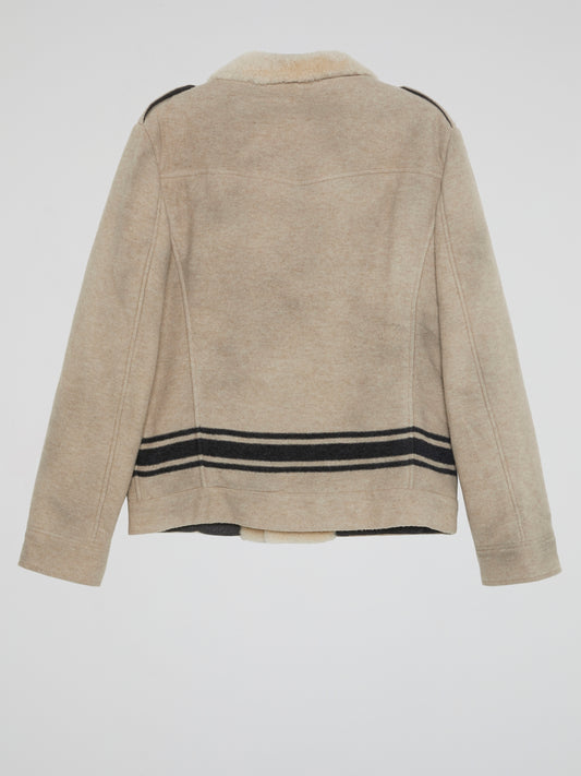 Beige Fur Collar Jacket