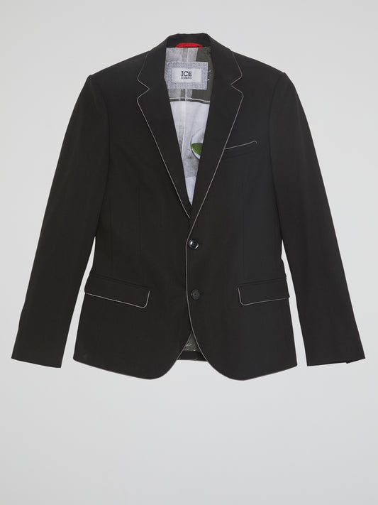 Black Contrast Lining Blazer