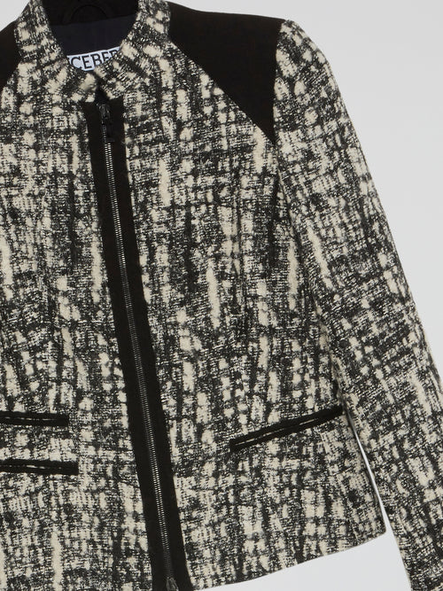 Pattern Print Zip-Up Jacket