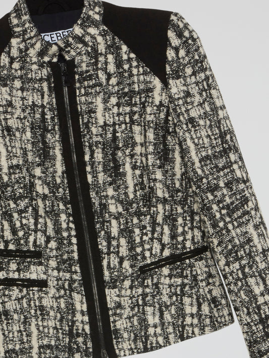 Pattern Print Zip-Up Jacket