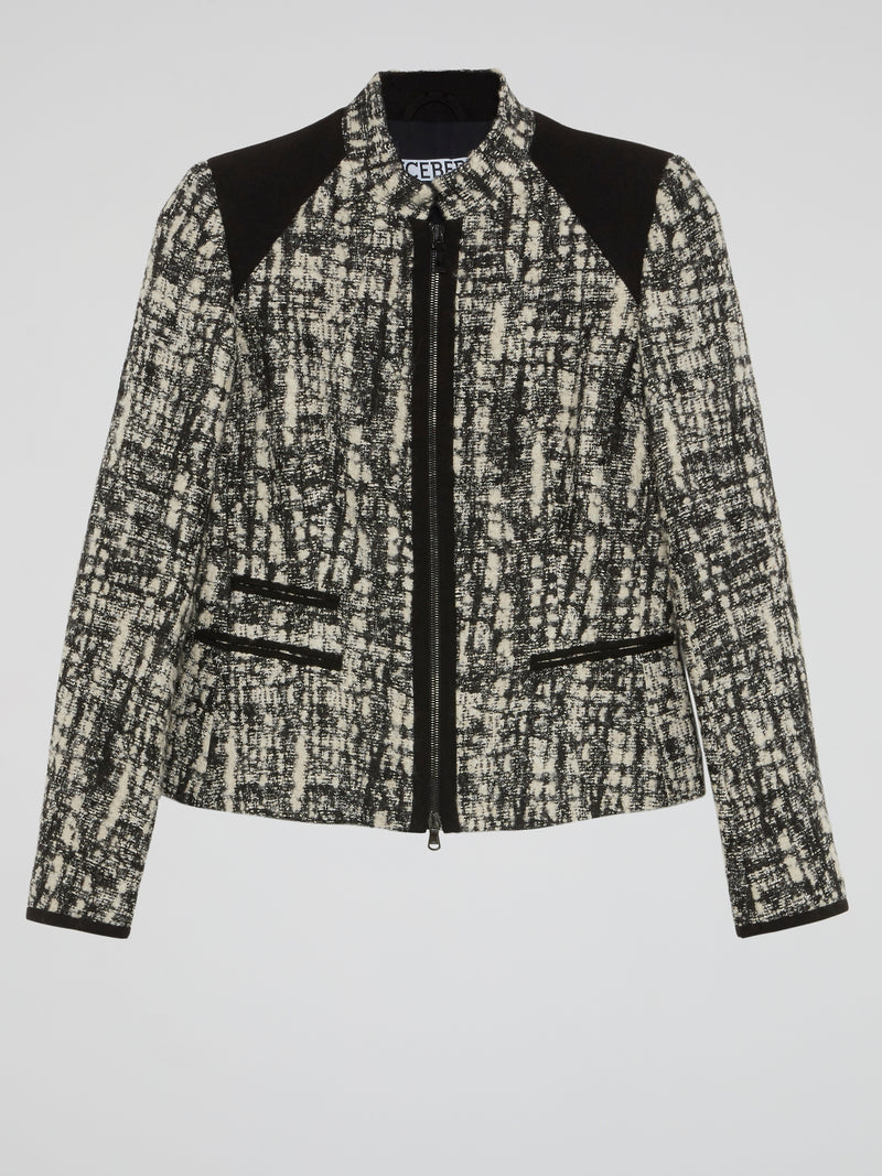Pattern Print Zip-Up Jacket