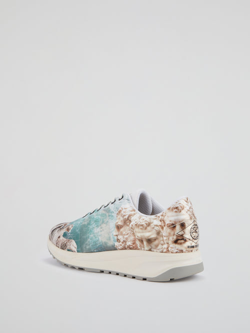 Graphic Print Lace-Up Shoes