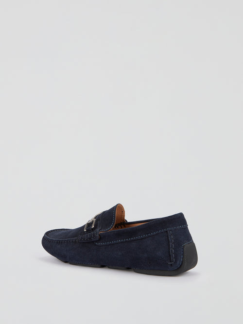 Navy Suede Loafers