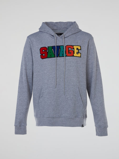 Grey Patched Hoodie