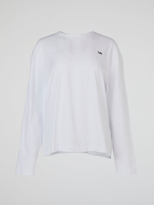 White Oversized Long Sleeve Top