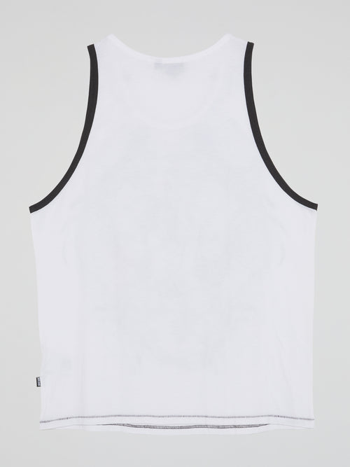 White Printed Tank Top
