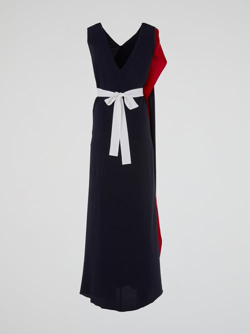 Colour Block Asymmetric Maxi Dress