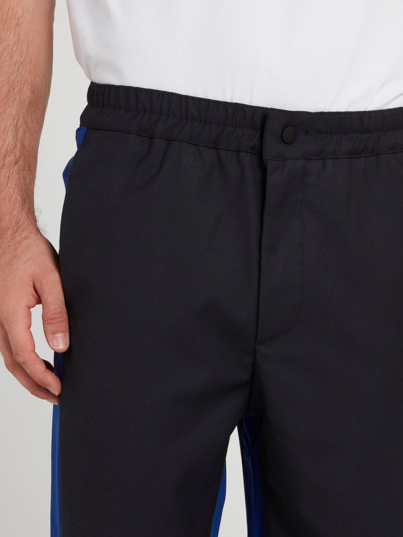 Navy Elastic Waist Side Stripe Pants