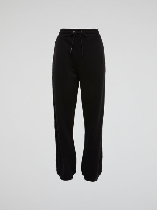 Black Side Detail Drawstring Track Pants