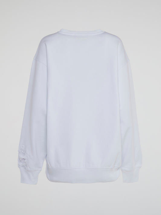 Mickey Mouse White Ripped Sweatshirt