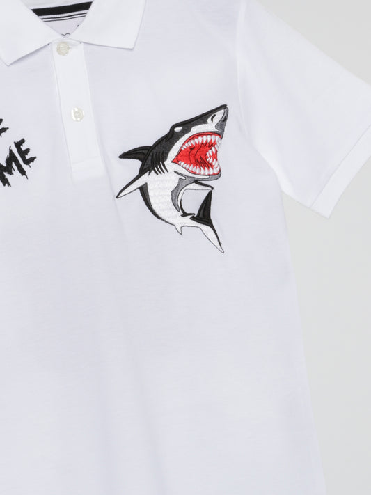 White Shark Patch Polo Shirt (Kids)