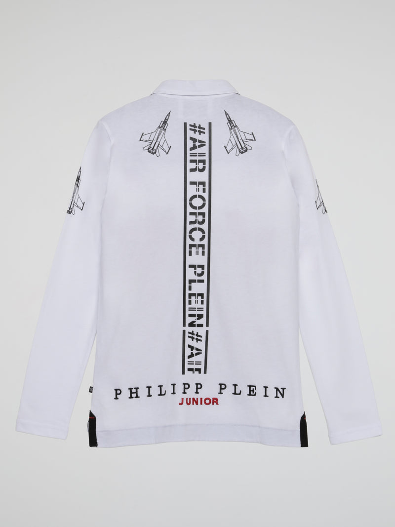 White Embellished Airforce Polo Shirt (Kids)