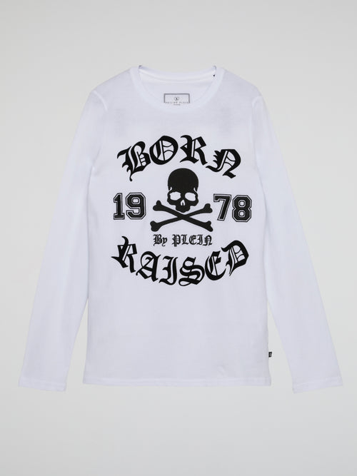 White Statement Print Long Sleeve Shirt (Kids)
