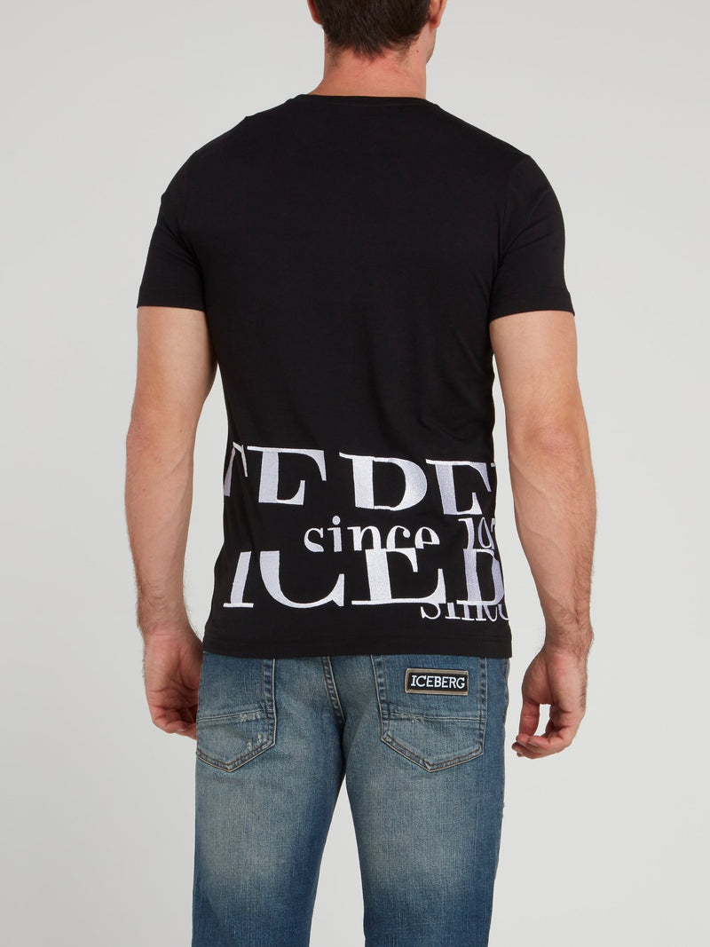 Черная футболка с круглым вырезом с логотипом