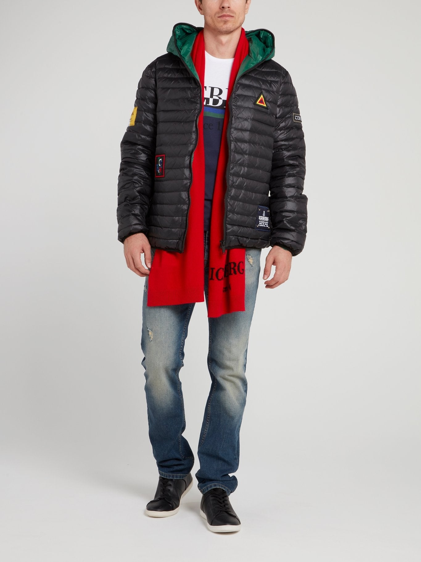 Красный шарф из кашемира с логотипом