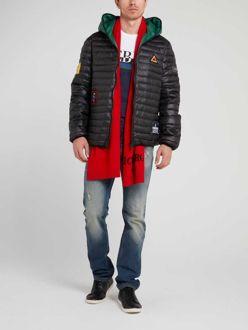 Красный шарф из кашемира с логотипом