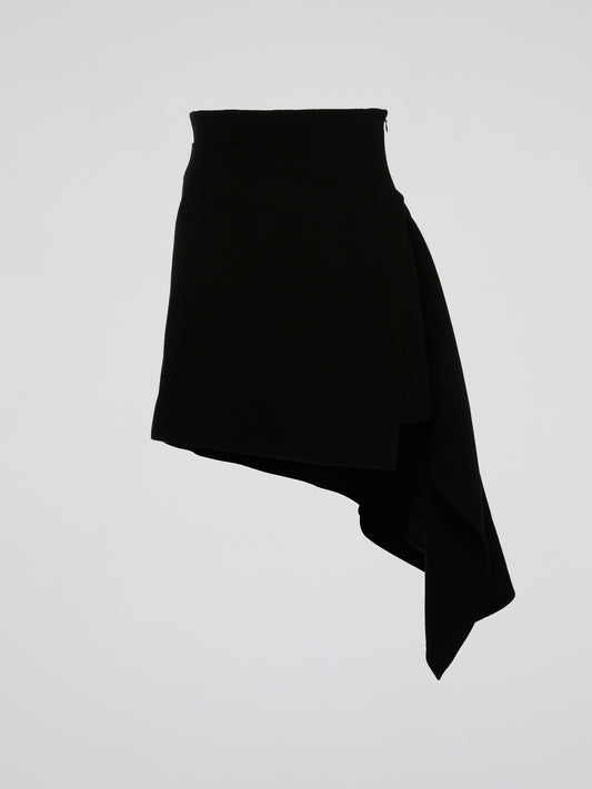 Black Asymmetric Mini Skirt