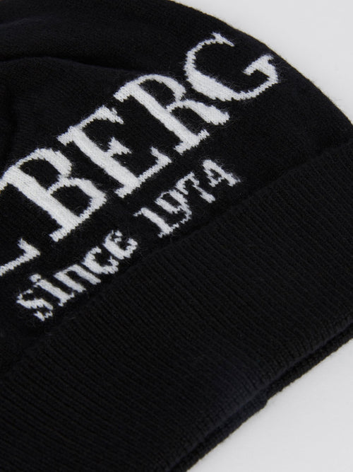 Black Logo Cashmere Beanie