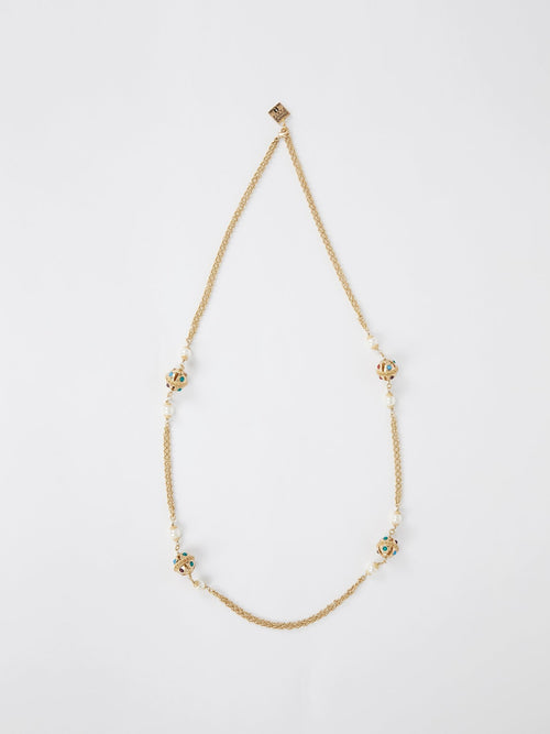 Gold Pearl Chain Necklace