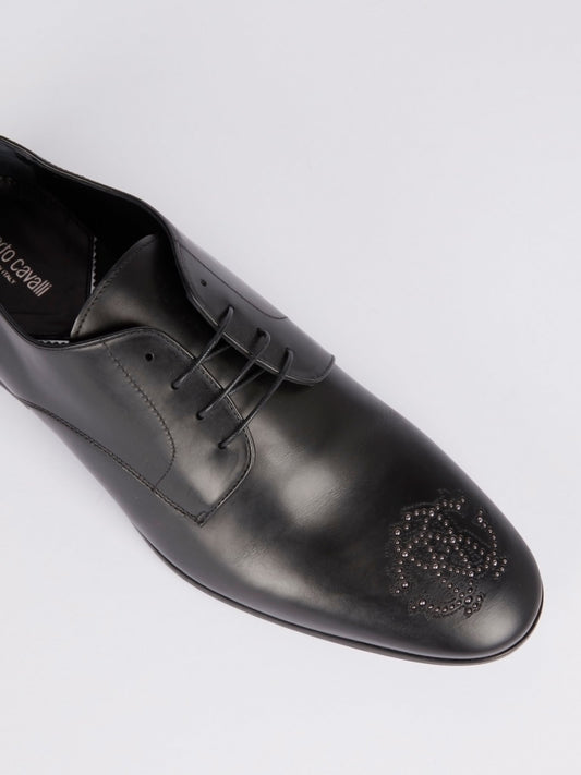 Черные оксфорды с логотипом из страз