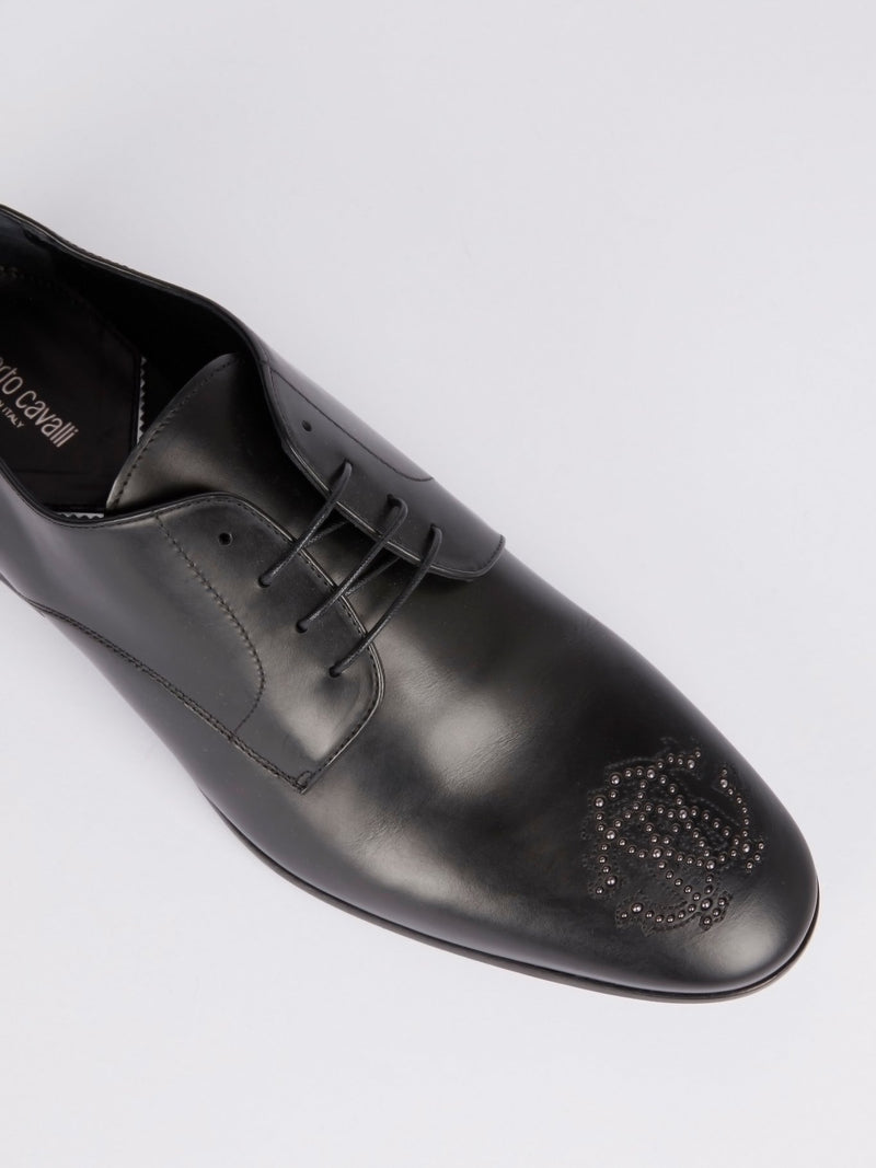 Черные оксфорды с логотипом из страз