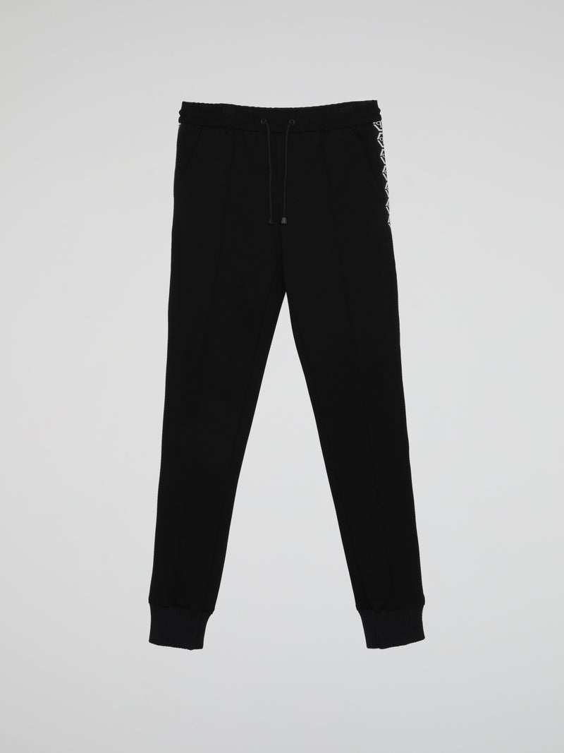 All Over PP Black Drawstring Trousers (Kids)