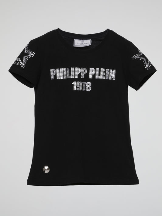 Black Classic Logo Crewneck T-Shirt (Kids)