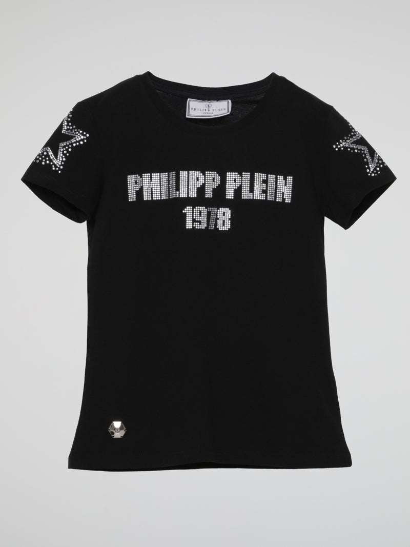 Black Classic Logo Crewneck T-Shirt (Kids)