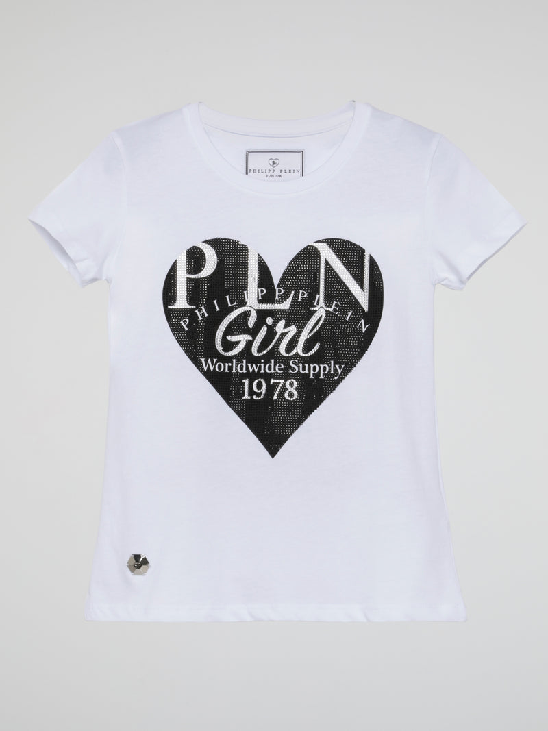PLN Girl White Crewneck T-Shirt (Kids)