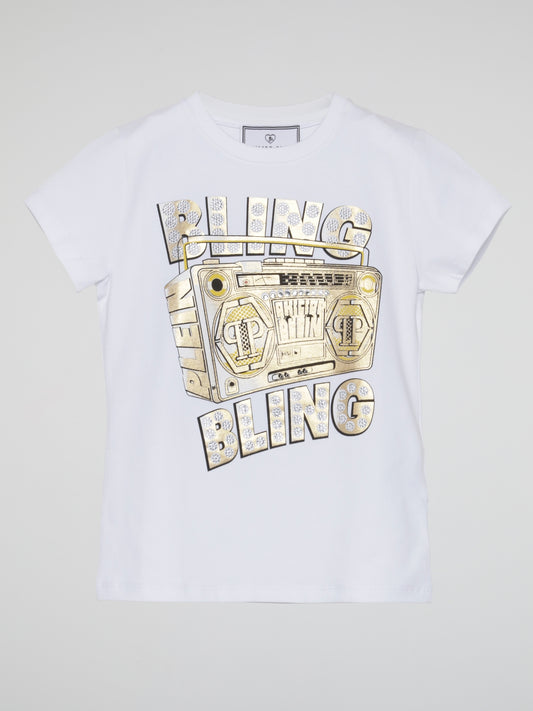 White Bling Round Neck T-Shirt (Kids)