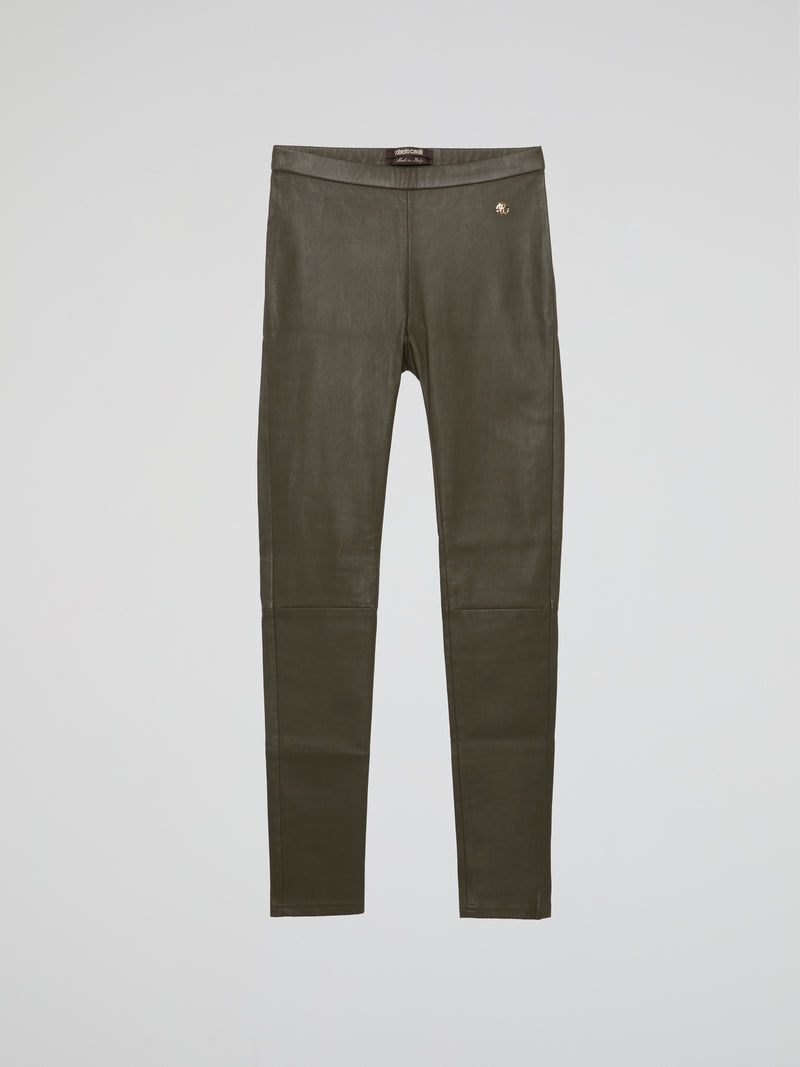 Olive Leather Leggings
