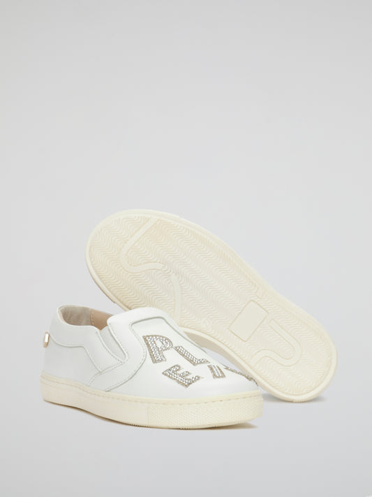 Plein Patch White Slip-On Sneakers (Kids)